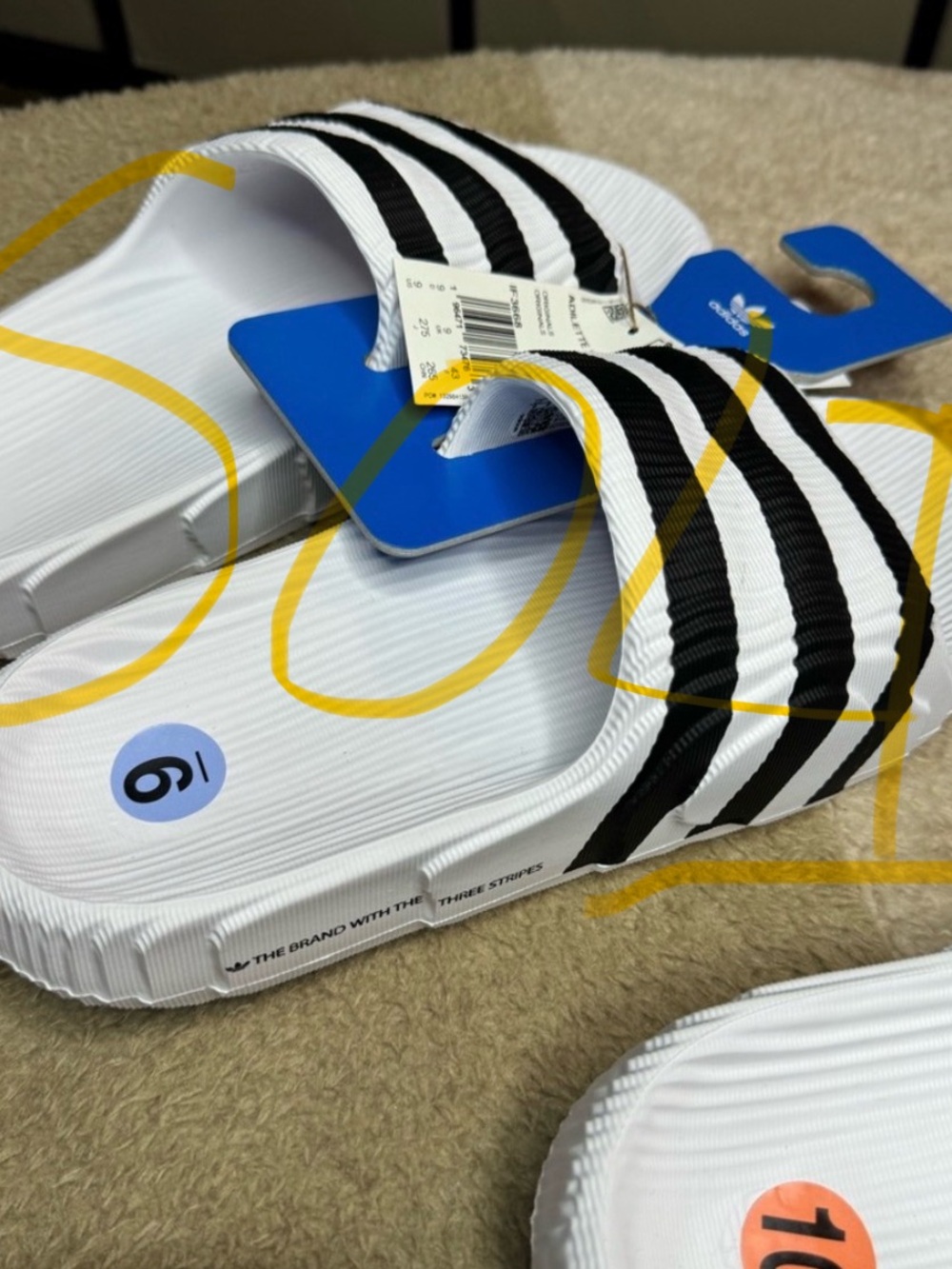 Adilette adidas slides White/Black sizes 9 10(2) 11 60.00 each